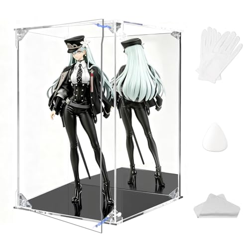 KrystaCase コレクションケース フィギュアケース アクリルケース UVカット 背面ミラー 【マグネット式扉×前扉左右交換可能】 ディスプレイケース 積み重ね 高い透明度 耐用 防汚 防汚手袋・クリーニングクロス付き 組立簡単 フィギュア、おもちゃ、コレクション品、モデルなどに最適（Amazon）