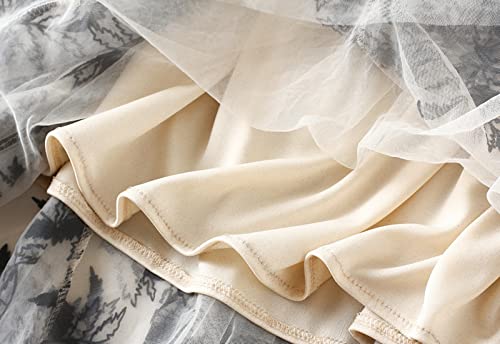 Women's Midi Tutu Tulle Layered Skirt Mesh A-Line Flocking Fairy Elastic Waist Maxi Hem Mesh Skirt4