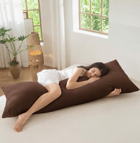 MOOMEE Body Pillow Cover 100% Washed Cotton Linen-Like 21"x54"