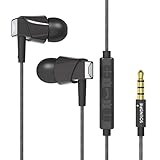 SoundPie AI Smart In-Ear Earbud Iphone Headphones SP33 Dynamic Sound with Microphone With Volume Control For Apple iPad iPod Samsung Android Compatible(Leather Case Extra Silicone Ear Tips,Black)
