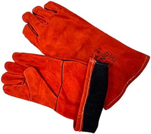 1 x Welding Gloves Long Leather Gauntlets Heat Resistant Lined MIG ARC Welders Protective Welders Gloves with flexible leather Can be used for gardening