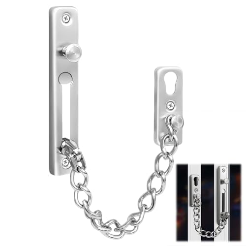 HAYGEM Serratura Porta Interna Argento, Chiavistello a Catena Acciaio Inox, Catena di Sicurezza Serratura con Catena per Porta, per Hotel, Case, Porte Interne, Finestre, Appartamenti