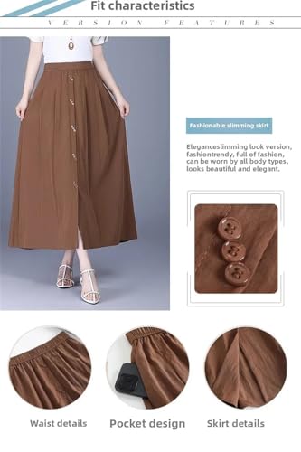 Women Slimming Elastic Waist Casual Long Skirt Women's Draped A- Line Mini Flared Half-Length Skirts3
