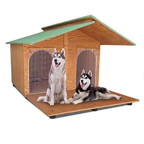 Acquista in Fabbrica Cuccia in Legno con Pensilina e Davanzale per Cani “Gigante” da Esterno 2 Tendine Omaggio Made in Italy MOD. Extra Large - XXXL Doppio Ingresso