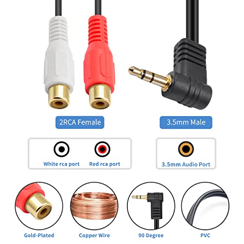 Maxhood 3.5mm to RCA Cable, 3.5mm to 2RCA Female Audio Cable - Image 2
