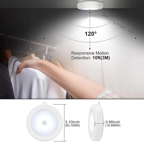 Image of Motion Sensor Light for Home with USB Charging, Wireless Sensor Light for Wardrobe, Night Light for Cupboard, Stairs - White (Pack-1)