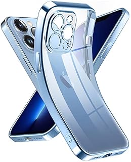 Supdeal Crystal Clear Case for iPhone 13 Pro Max, [Never Yellow] [Camera Protection], Thin Slim Fit Transparent Soft Silicone Phone Protective Case Cover, 6.7 Inch, Blue