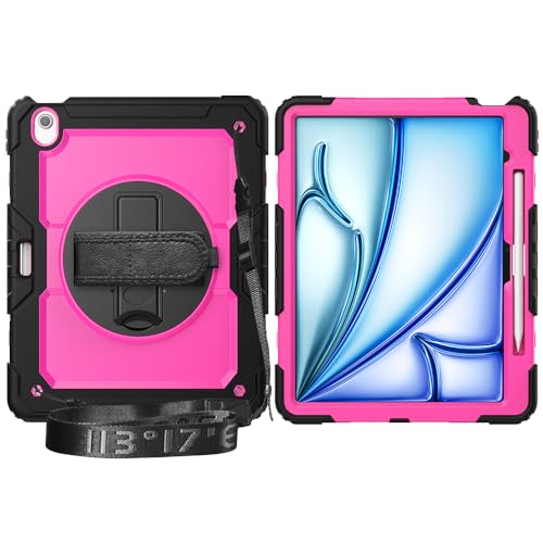 Coque iPad Air 13 M3 2025 antichoc rouge avec support rotatif