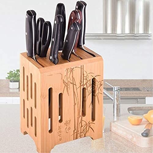 Soporte para cuchillos de bambú multifuncional con montaje en pared para el hogar 4