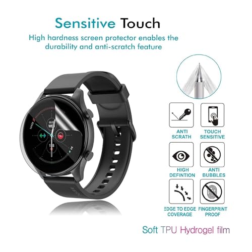 Image of smart watch Screen Guard Protector Compatible for Galaxy Watch 4 Classic /Watch 8 Classic (46mm) Ultrathin 0.125mm Flexible Screen Protector TPU Membrane with Edge to Edge Full Screen Coverage & Easy Installation Pack of - 3
