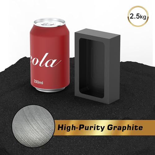 MMasters 2.5kg Premium Graphite Ingot Mold for Metal Casting - High-Purity Material for Gold, Silver, Aluminum, Copper, and Brass - Heat Resistant up to 1800℃/3272℉