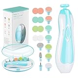 Zooawa Baby Nagelknipser 20 in 1, Elektrischer Baby Nageltrimmer, Nagelfeilen Set mit 12 Ersatzpads, Pflegeset für Neugeborene Säuglinge Kleinkinder Erwachsene, Zehen Fingernägel Pflege, Blau