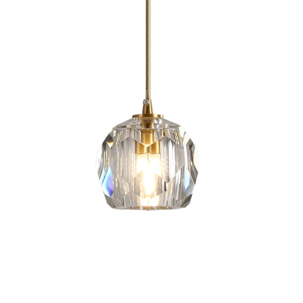 Iluminación colgante de techo de cristal dorado moderno lámpara mini ajustable de cobre para isla