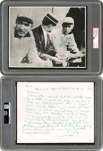 Tigers Ty Cobb Signed 1905 MLB Debut Photo Auto 9! PSA/DNA Slabbed - Baseball Slabbed Autographed Cards