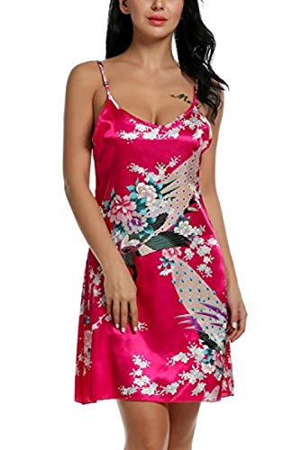 YUHOOE Damen Sexy Nachthemd,Plus Size Satin Nachtkleid Frauen Nachthemd...