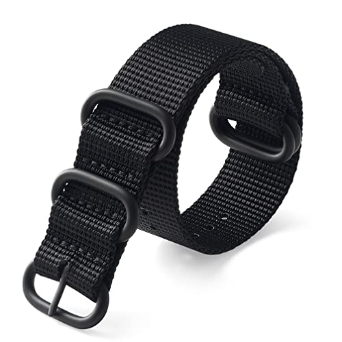 Hanyton Bandas de reloj – Correas de nailon balístico militar con hebilla pesada negra de gama alta y ancho (18 mm, 20 mm, 22 mm o 24 mm)