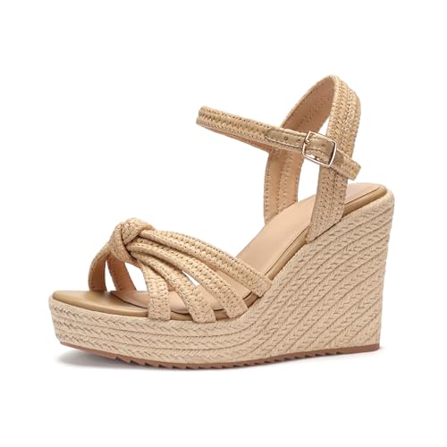 Image of VICKI.VICKI Wedges for Women Platform Sandals Wedge Heels for Sandals Comfortable Summer Espadrille Shoes Ankle Strap&Open Toe