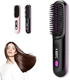 Portable Straightener Brush - Gobrush Pro, Go Brush Pro Straightener Rechargeable & Cordless Mini Hair Straightener Comb,Portable Straightening Brush for Travel (Black)