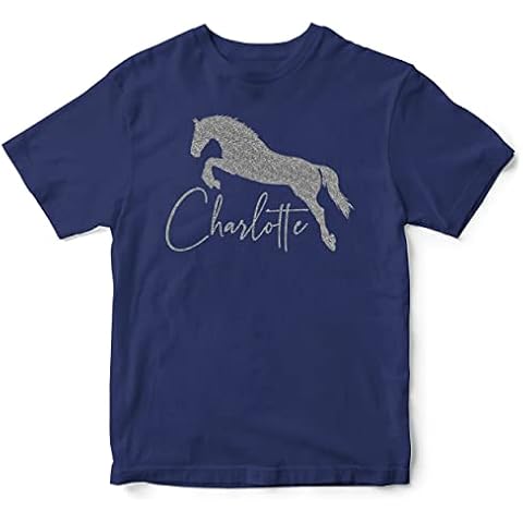 Personalised Silver Glitter Horse Jumping T-Shirt Cover