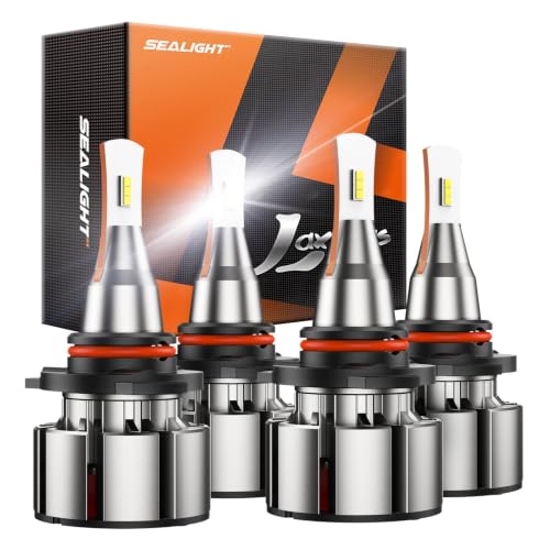 Image of SEALIGHT 9005 9006 LED Bulbs, L2 HB3 HB4 90,000LM Super Brightness 6000K Cool White Fog Bulbs, IP68 Waterproof, Plug and Play, 15000RPM Turbo Fan, 60000Hrs Lifespan, 1:1 Size Driving Bulbs, Pack of 2