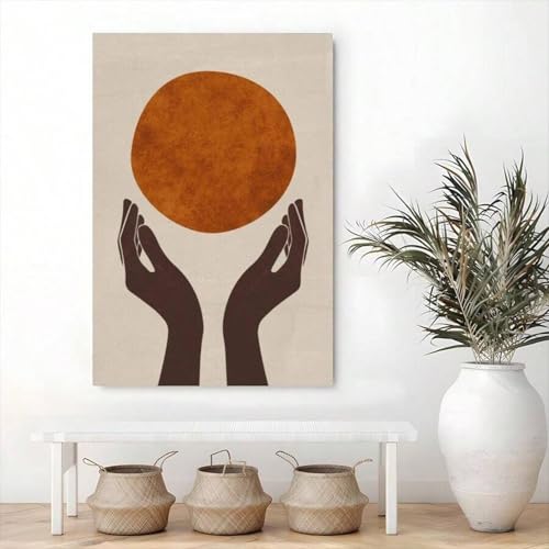 Tableau abstrait main et balle pour habiller un grand mur vide de salon