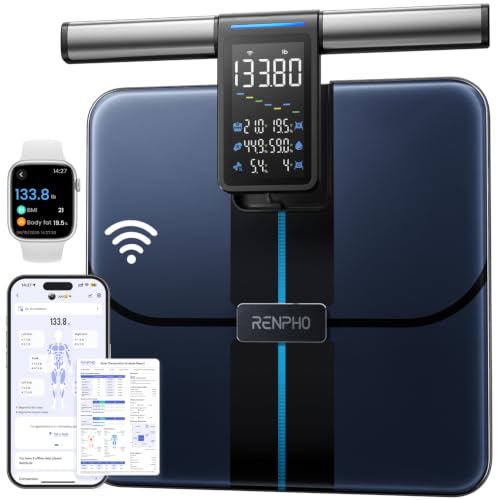 Image of RENPHO Smart Scale with Large Handle Display, Wi-Fi & Wireless Connection | Body Composition Scale with BMI, Body Fat, Muscle Mass, 8 Electrodes, 50+ Metrics, Home Use, MorphoScan Aspire