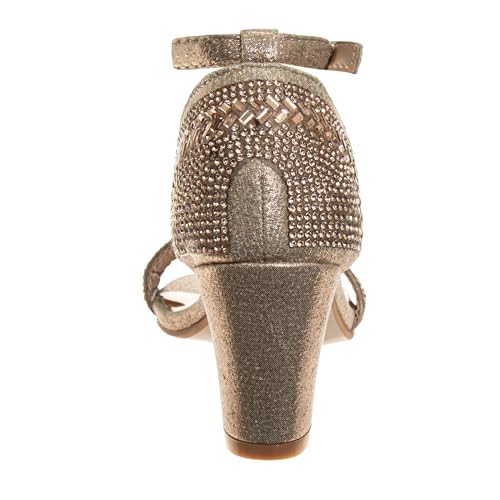 Badgley Mischka Heel Dress Pumps with Ankle Straps - Kids Fashion Dressy Open Toe Block Heel Shoes for Girls - Rose Gold (Sizes 6 Big Kid)3