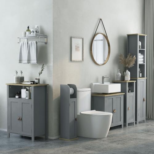 Meuble sous Lavabo 60 cm 2 portes découpe U, kleankin