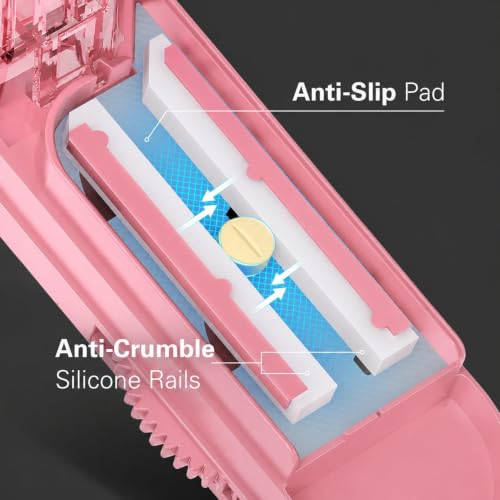 Image of ONE PIX Pill Cutter Splitter for Small and Tiny Pills, Multiple Pill Splitter with Centering Device & Hidden Blade, Adjustable Tablet Cutter for Large Pills, Seniors, Pets, Pink