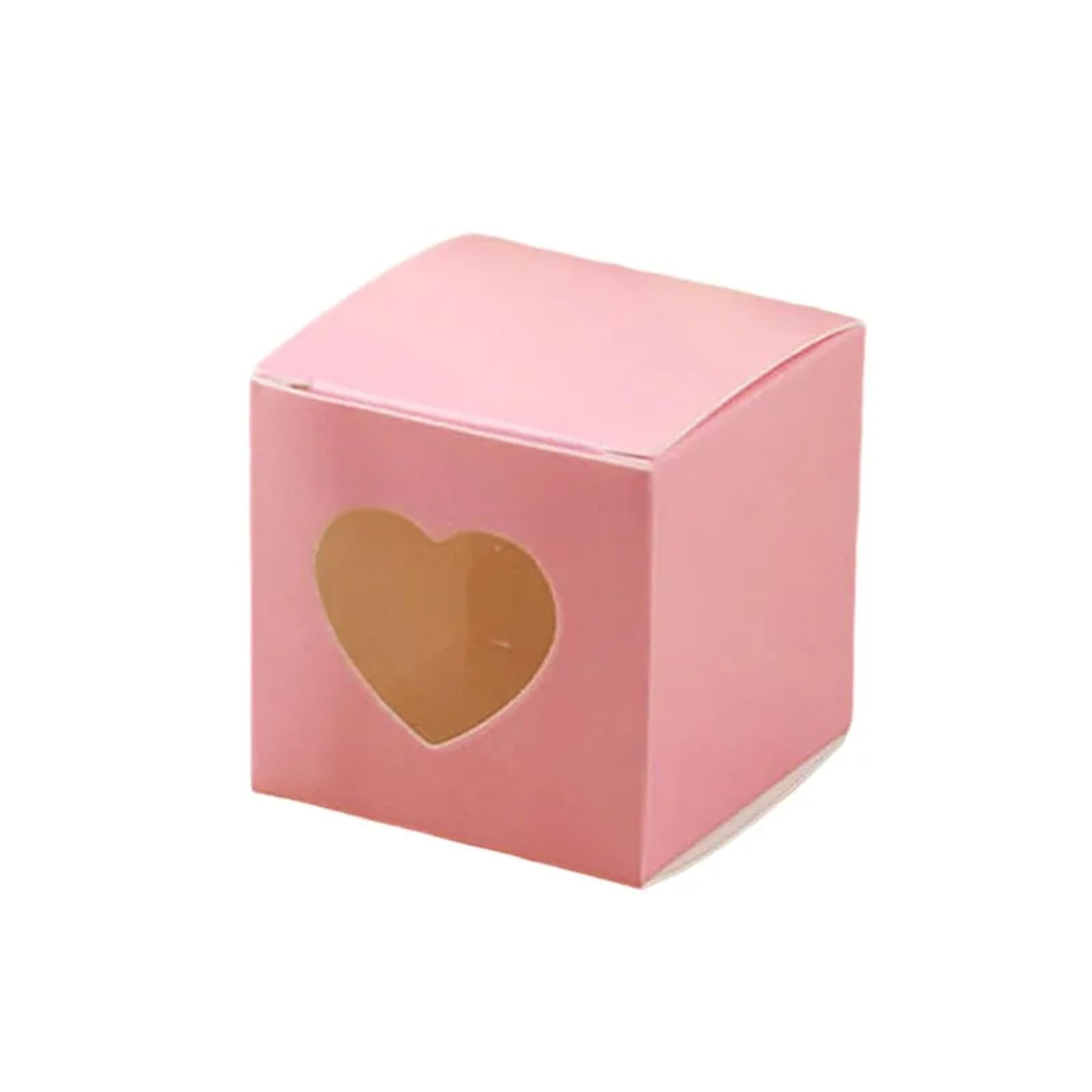 HKYBCF Cake packaging box 25/50Pcs Candy Box PVC Transparent Heart Window Favor Cute Packaging Bag Birthday Wedding Party Decoration for Wedding(Pink,50pcs)