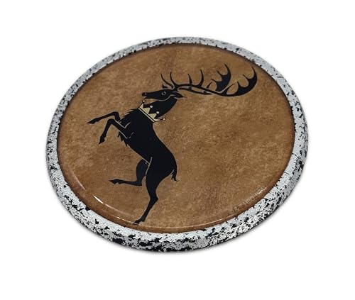 Image of Elektroplate Officially Licensed Game of Thrones House Baratheon Sigil Round Distressed All Metal Chrome Emblem for Cars, Trucks, and All Auto | Universal Fit at 3.5 inch Diameter | Weatherproof