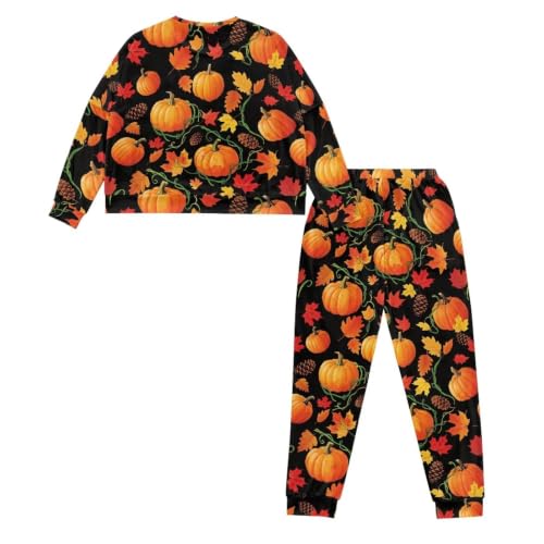 Image of Womens Lounge Set Long Sleeve Soft Pajama Sets | Casual 2 Piece Pj Outfit, Crewneck Sleepwear with Pockets, Adjustable Drawstring, Soft Comfy Fall Pajamas, Plus Size