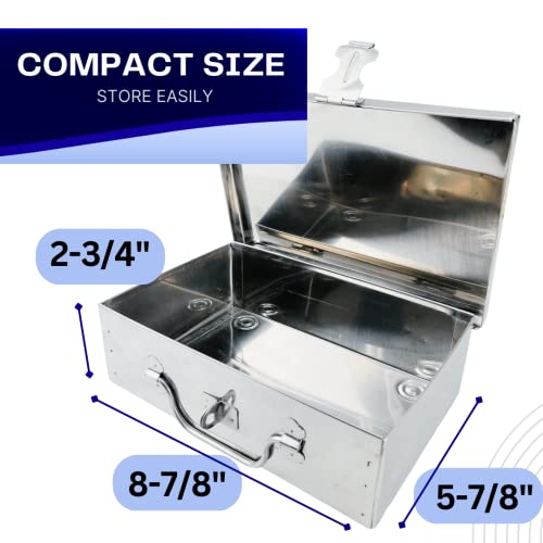 Image of Bin Buddy Stainless Steel Storage Box for Padlock | 9 inch x 6 inch x 2.75 inch Design | Great For Storing Jewelry, Passport, Cash, Valuables, Small Items, & More