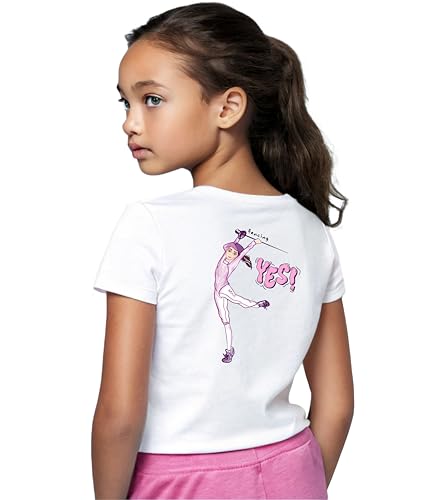 KlothoMAIA Girls’ Fencing Graphic T-Shirt – Classic White, Sporty & Empowering Design2