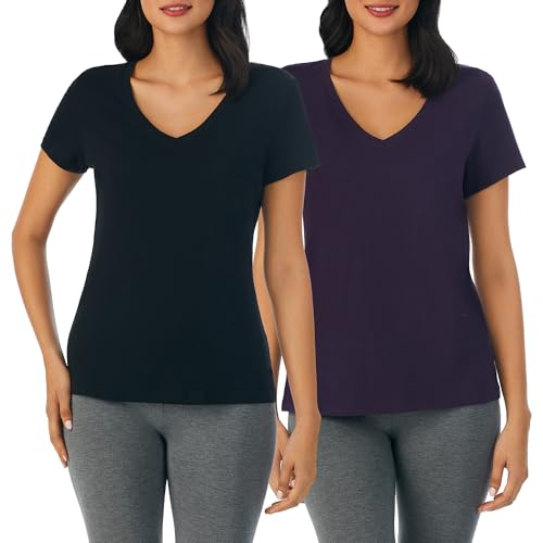 Image of Nautica Womens Sleep Shirt - Lightweight, Breathable Pajama Top - Cotton Knit Jersey V-Neck Sleepwear and Loungewear