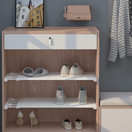 LIYIVNAA Extendable Closet Shelf Tension Rod Adjustable Clothes Hanger DIY Cabinet Storage Holder Wardrobe Organizer Dividers Shoe Rack 16.54'' Width for Bathroom Kitchen Bookshelf - White by LIYIVNAA - Image 6