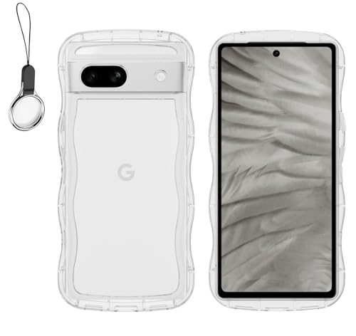 QAZWERT Google Pixel 8A ケース クリア ウェーブ ピクセル 8a ソフト TPU うねうね 透明 ケース マツと感 人気 韓国 耐衝撃 なみなみ カバー 滑り止め 薄型 軽量 おしゃれ 黄ばみなし アクスタが入る スマホケース pi