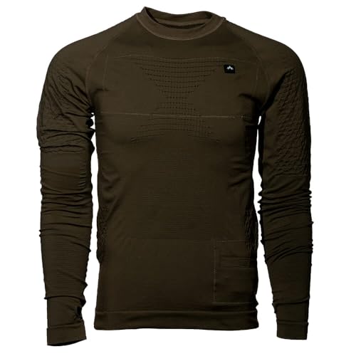 Pnuma Outdoors IconX Heated Core Long Sleeve Shirt, Carbon Fiber Heating, HydroWick, SilverStrike, Pine Creek (HC-LS-PC)