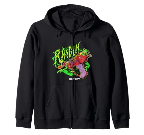 Call Of Duty Raygun Zombie Green Neon Big Chest Retro Logo Felpa con Cappuccio
