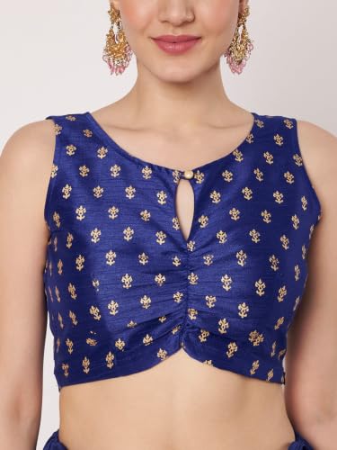 Image of studio rasa Women's Dupion Hand Block Printed Readymade Top for Festive Wedding Party