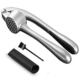 Auyeetek Garlic Presser, with Garlic Peeler and Cleaner Brush Set, Garlic Press Stainless Steel...