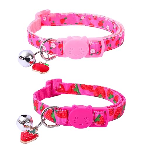 2 Pack Collari per Gatti Collari per Gatto Regolabili con Campanelli Fibbia Sicura a Sgancio Rapido Collari per Gatto stile Frutta Regolabile Collare Gatto