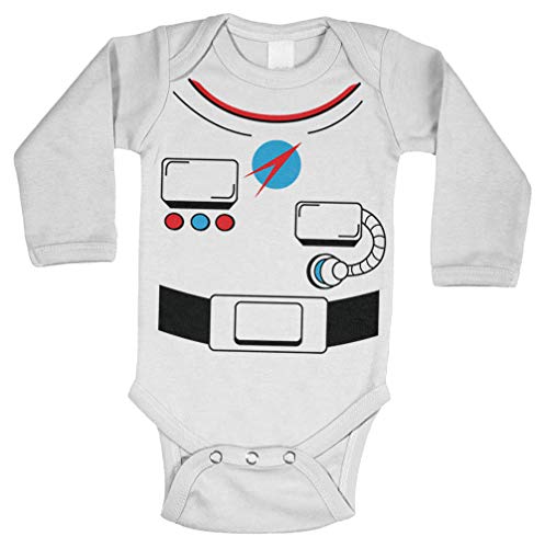 Tcombo Astronaut Outfit - Outer Space Long Sleeve Bodysuit (White,