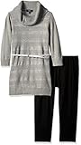 Amy Byer Big Girls' 3/4 Sleeve Sequin Stripe Cowl Tunic with Legging