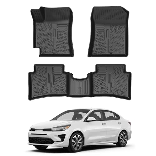 T TGBROS Floor Mats Custom Fit for 2018-2023 Kia Rio 5-Door Accessories 2 Rows Floor Liners Set All Weather Protection TPE Non-Slip Black