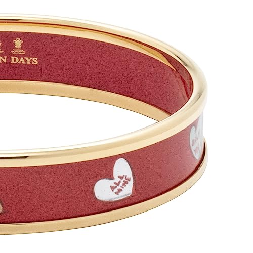 Halcyon Days - Love Hearts on Red & Gold Bangle - Medium - PBTRL0610GM2