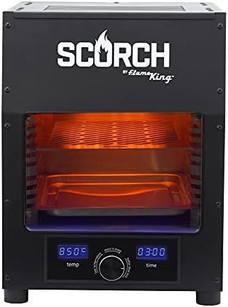 Flame King Scorch Smokeless Infrared Electric Broiler for Indoor Use, Fits on Kitchen Counter, Insulated, Comes with Broiler Tray Black
