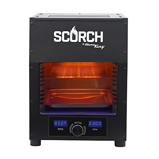 Flame King Scorch Smokeless Infrared Electric Broiler for Indoor Use, Fits on Kitchen Counter, Insulated, Comes with Broiler Tray