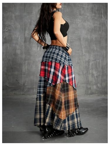 Image of Verdusa Women's Long Maxi Skirt Boho Flowy Flared Ruffle Skirts 2026 Beach Vacation Summer Going Out Outfits