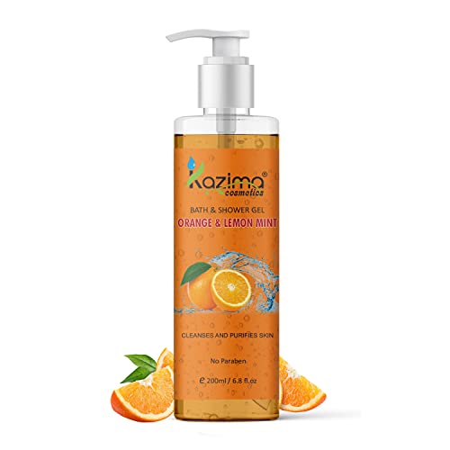Image of KAZIMA Breathe Bergamot & Vanilla Bath Gel + Strawberry & Vitamin E Shower Gel + Orange & Lemon Mint Shower Gel + Neem & Tulsi + Green Tea & Cucumber Vanilla Luxury Body Wash (5PCS of 200ml)